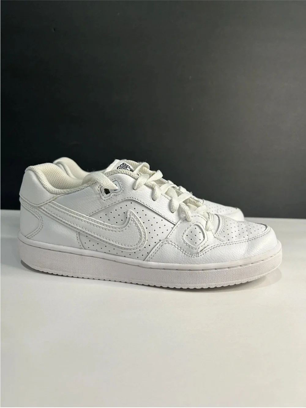 Nike Kids White Leather Court-Style Sneakers